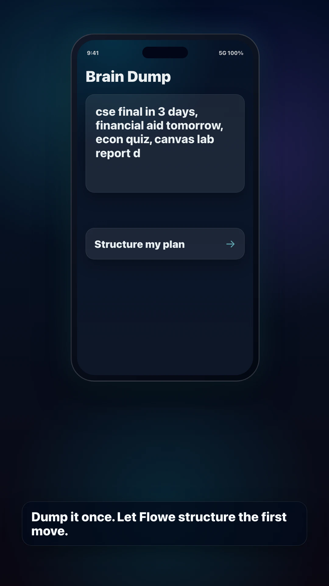 FlowE campaign visualization of the Brain Dump planning interface