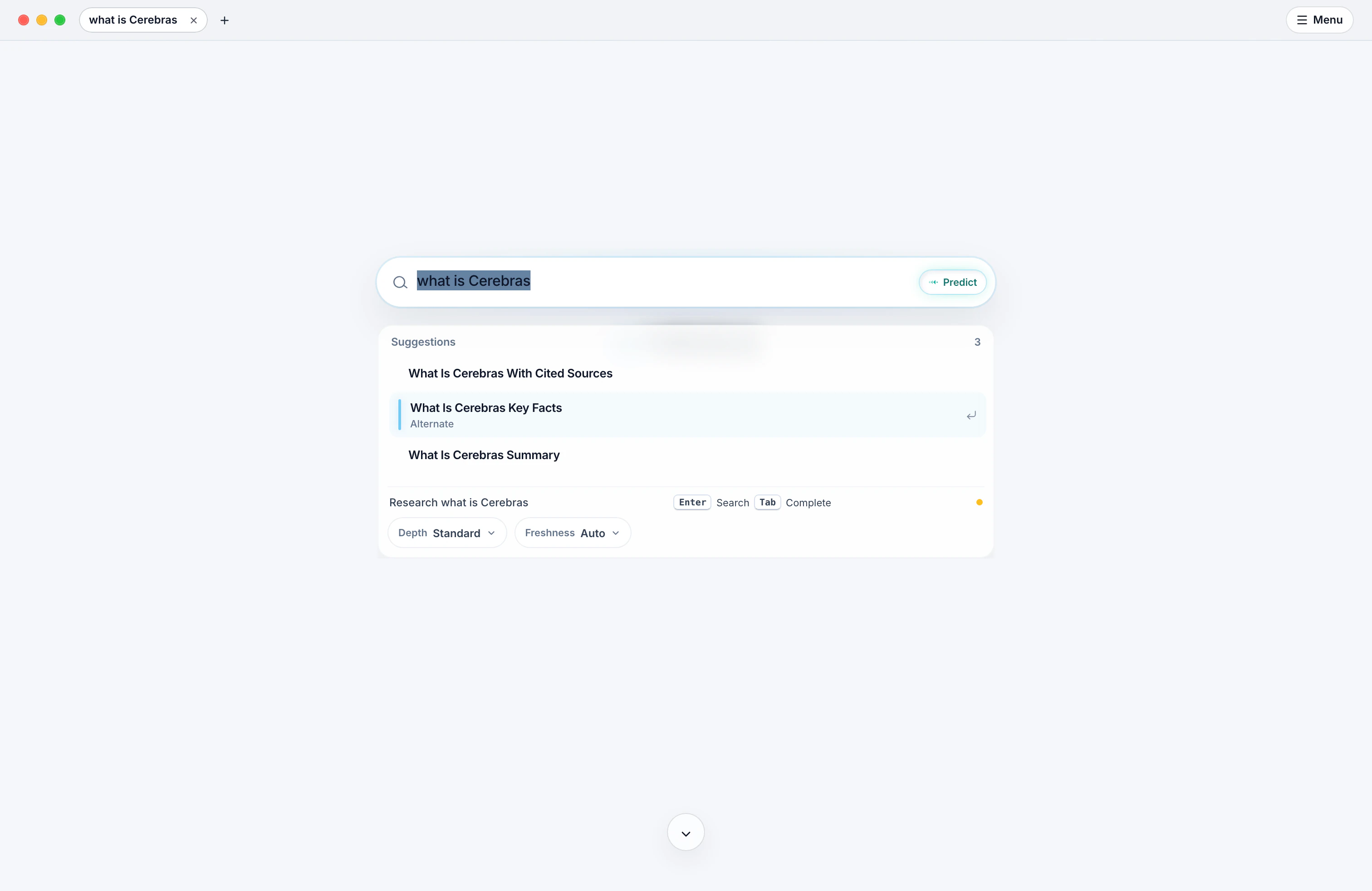 Velox predicting research intent while a query is typed